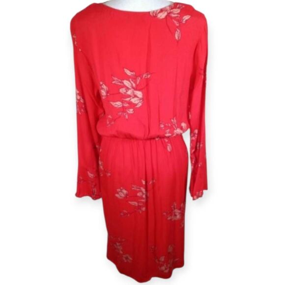 DRESS FORUM RED FLORAL TIE FRONT DRESS SZ.L EUC. - Picture 5 of 8